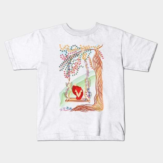 Vibrant Jungle Fox Kids T-Shirt by famenxt